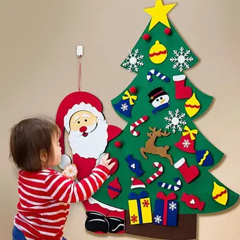 

DIY Felt Xmas Tree Large Size Felt Christmas Tree Ornaments Kids Gift Hanging Christmas Ornaments For School Mall Kindergarten