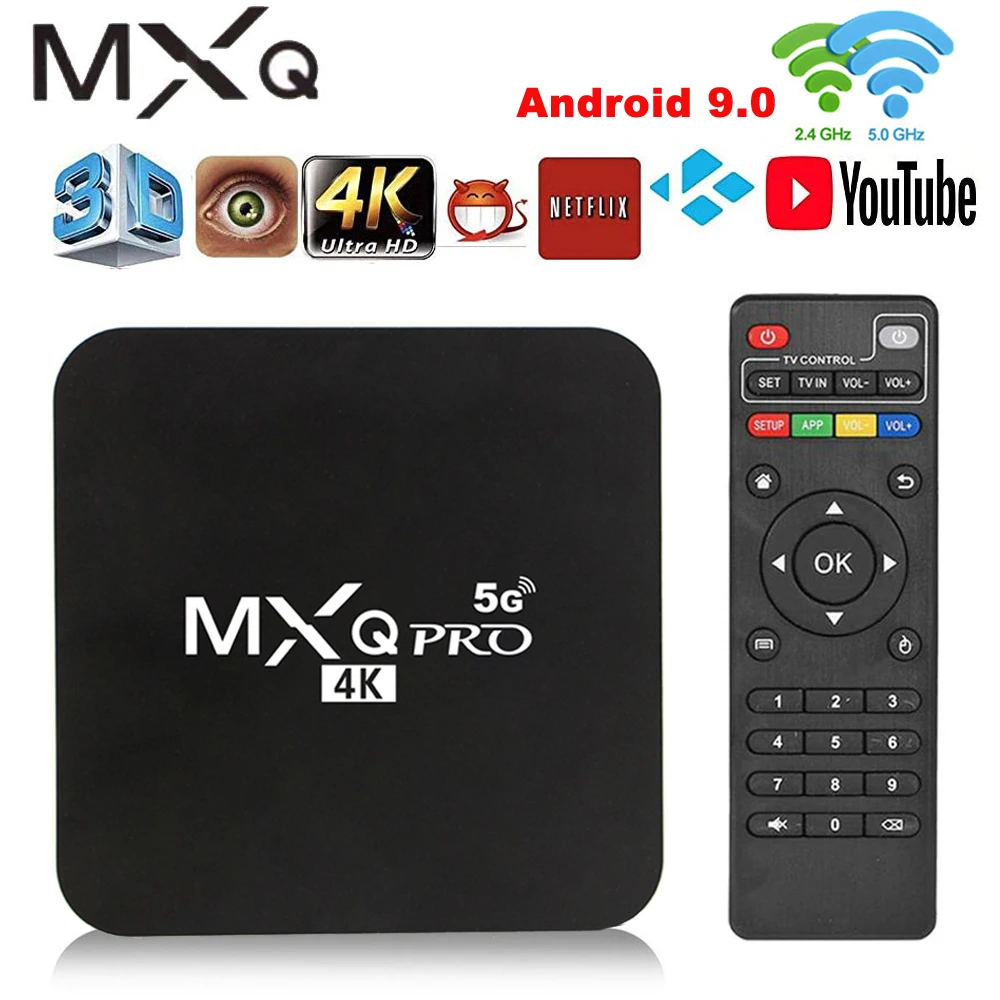 MXQpro медиаплеер Tv Box Wifi Smart Android 9 S905W четырехъядерный 4K HD 2 гб 16 3D 5 ггц|Штативные
