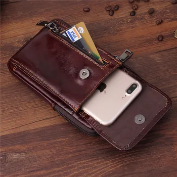 

Universal Genuine Leather Bags For Motorola Moto G8 G7 Power E6 E5 G6 G5 Plus Z4 Z3 Z2 Play Belt Pocket Double-Deck Phone Pouch