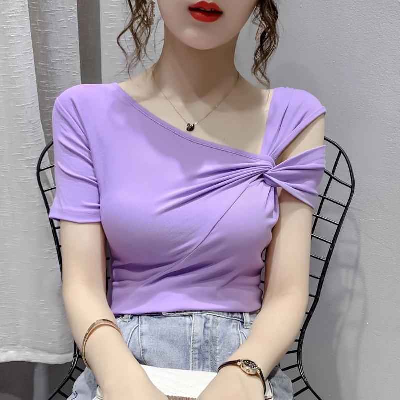 

2020 nian Korean Version of the New Summer Weep Yafeng Short Sleeve T-shirt Women's Slim-Fit Top