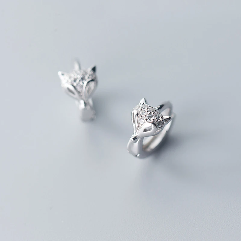 

MloveAcc Hot Sale 925 Sterling Silver Animal Fox Hoop Earrings for Women Engagement Wedding Fashion Jewelry