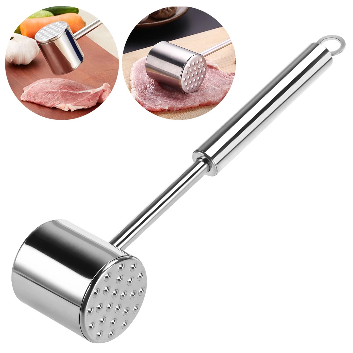 

HOMEMAXS 304 Stainless Steel Kitchen Meat Tenderizer Hammer Steak Beefsteak Pounder Mallet