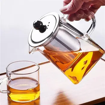 

Glass Tea Kettle Stainless Steel Filter Teapot Heat Resistant Glass Tea Kettle