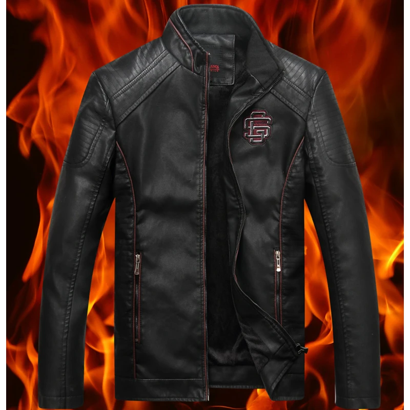 mens leather jackets cheap leather bomber jacket men leather jackets new Korean style trend of all-match men's plus velvet biker leather jacket coat man leather biker jacket mens