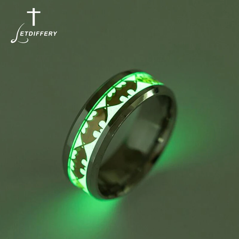 

Letdiffery Stainless Steel Batman Symbols Luminous Men Rings Never Fade Glowing in Dark Cool Jewelry Birthday Gifts