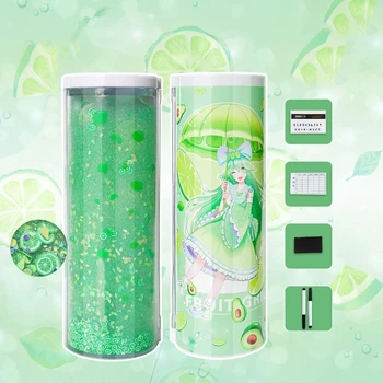 

Creative Multifunctional Pencil Box Case Large Capacity Quicksand Cylindrical Pen Holder Stationery Girl Gift School Supplies