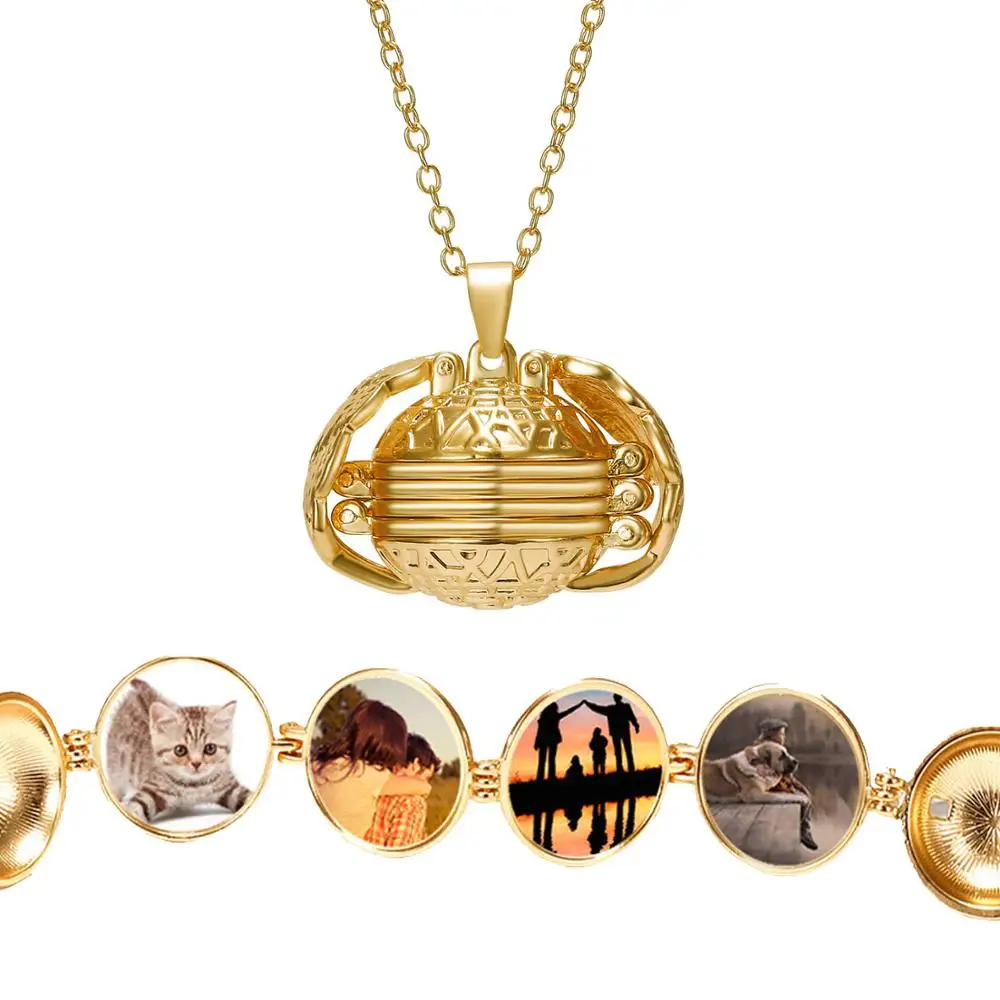 Openable 5 Colors Ball Angel Wings Multi-Layer Magic Photo Box DIY Pendant Necklace Album Memory Locket Fashion Women Necklace