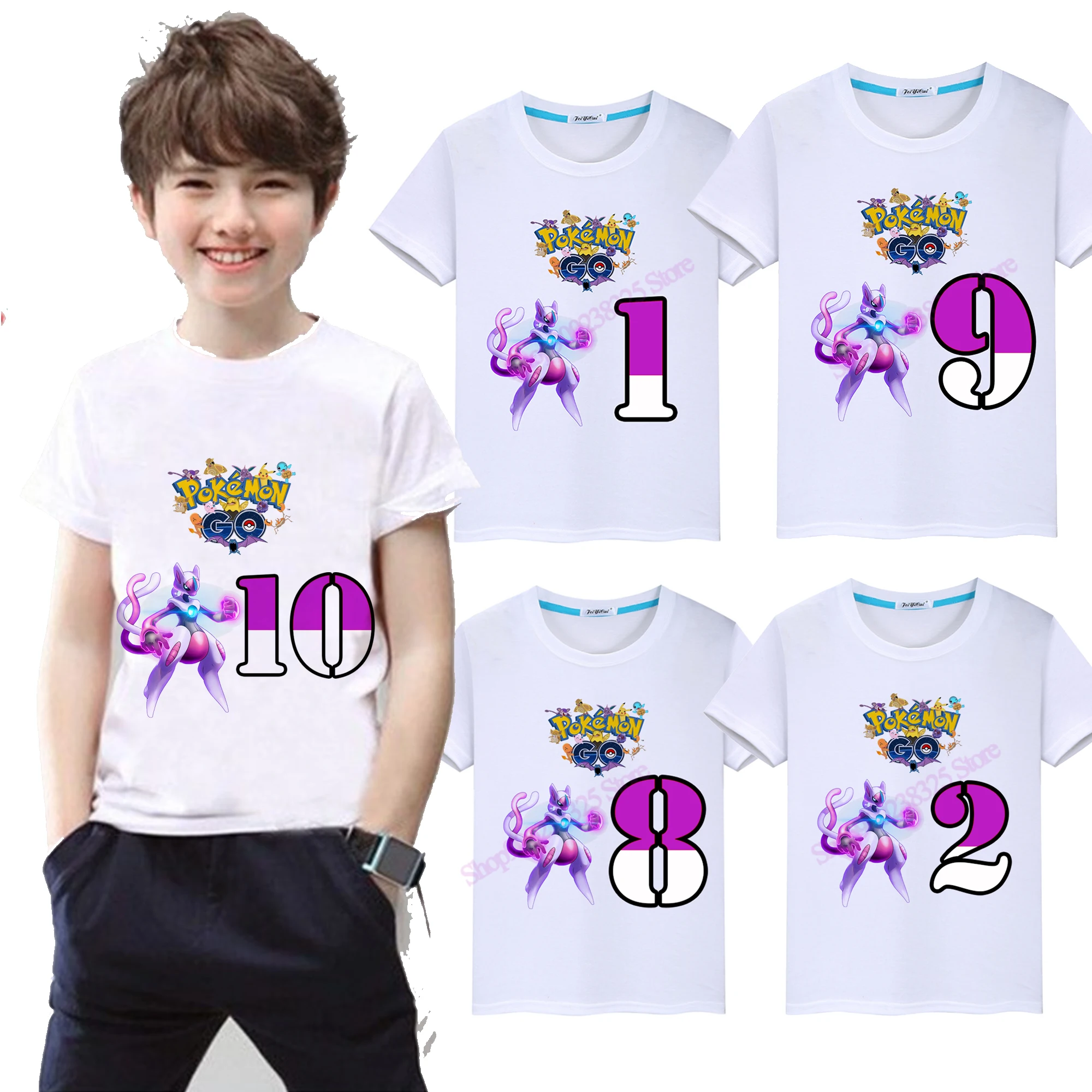 Chaos Mewtwo Birthday Baby Shirt Number Cotton Pokemon Infant T Boy Girl Cartoon Printed Tee Toddler Summer Letter Tops | Игрушки и
