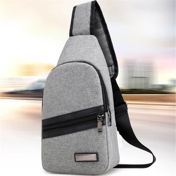 

Bolso Hombre Men's Shoulder Bag Sling Chest Pack USB Charging Crossbody Handbag Solid Design Classic Zipper Closure