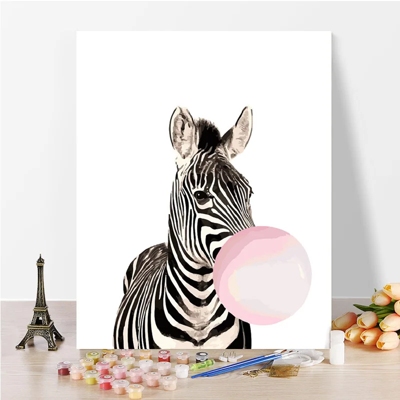 

DIY Digital Oil Painting Hand-Painted Substantial Living Room Cartoon Animation Own Coloring Paintings Decorative Painting Zebra