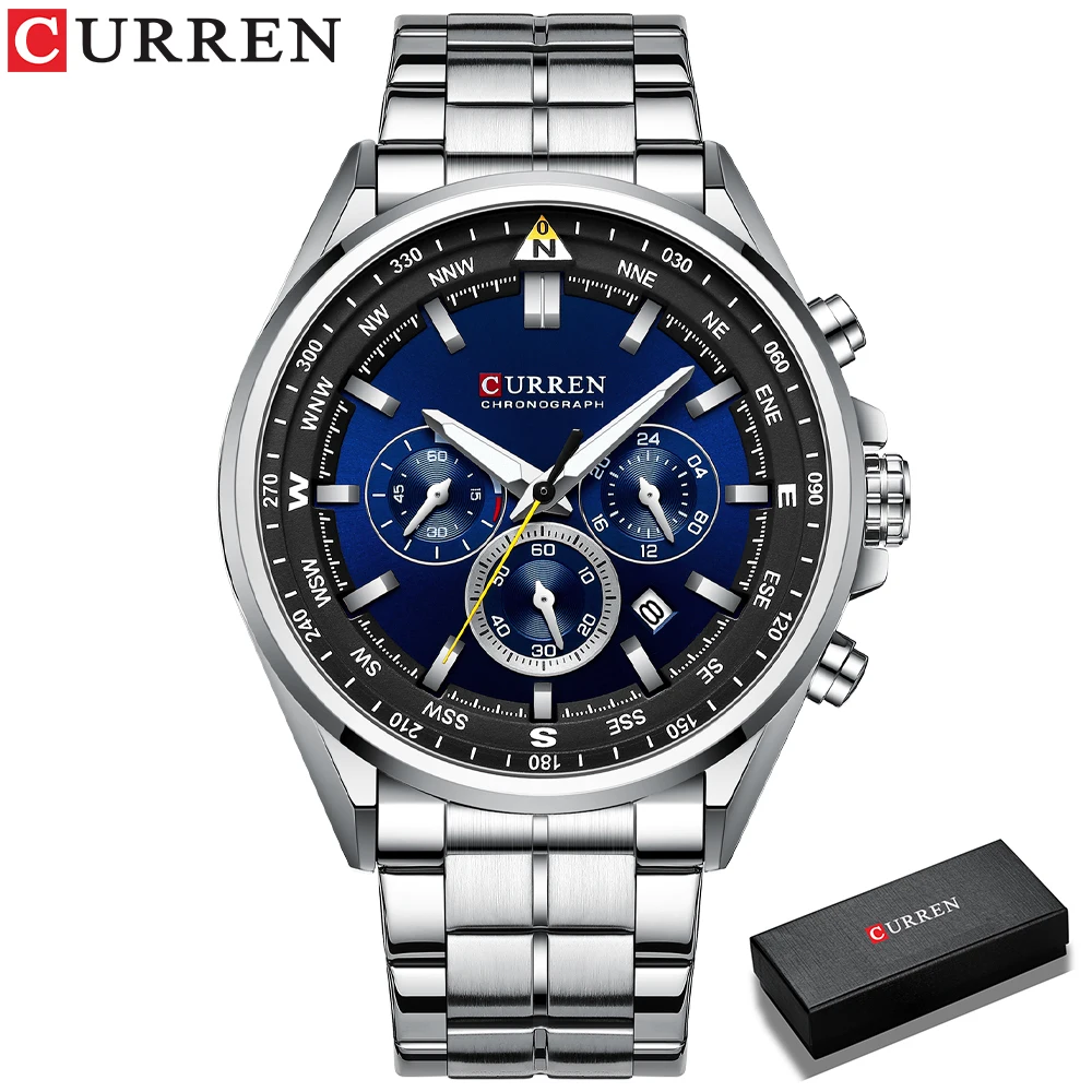 2021 CURREN Luxury Wrist Watches for Men Stainless Steel Quartz Wristwatches with Chronograph Casual Sport Clock8399 