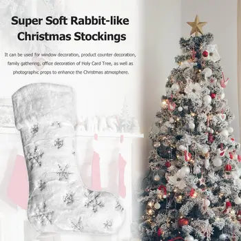 

Three-dimensional Stockings Embroided Snowflakes Christmas Rabbit Hair Sock for Household Enhancing Party Decoration