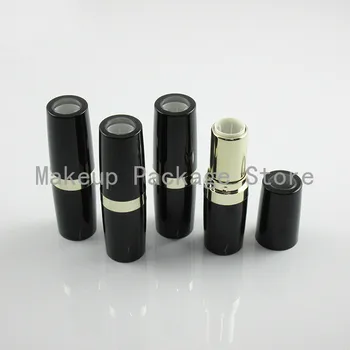 

10/30/50pcs 12.1mm High Quality Empty Mold Filling DIY Bright Black Cylindrical Lipstick Tub Top Transparent Lipstick Tube