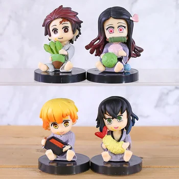 

Q Posket Demon Slayer Kamado Tanjirou Nezuko Zenitsu Agatsuma Hashibira Inosuke Mini PVC Action Figure Model Toys Doll 4pcs/set