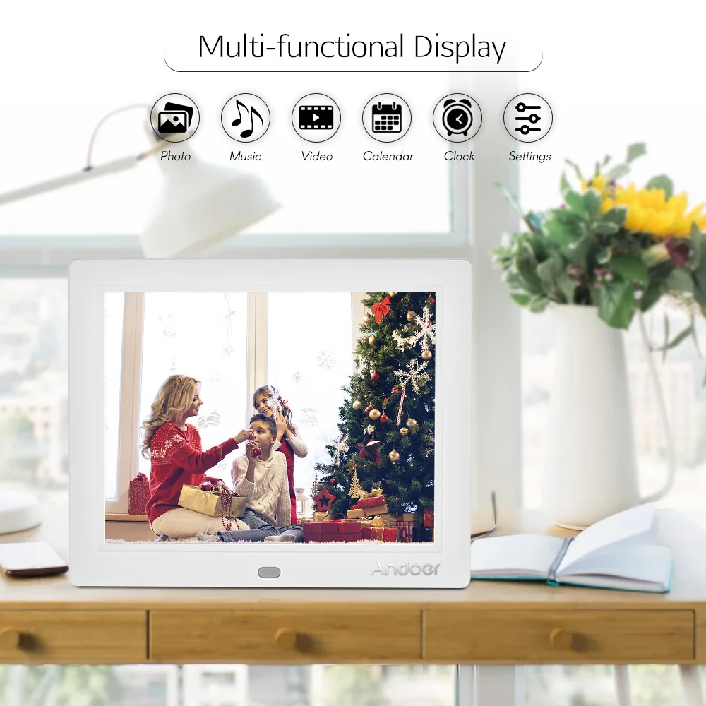 Andoer C805 Compact LED Digital Photo Frame Desktop Album 1024* 768 Supports Music/ Video more Functions with Remote Control