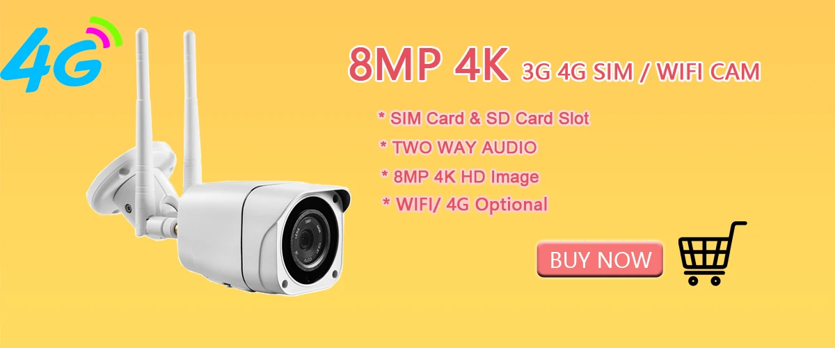 5MP Video Surveillance Camera With Sim Card 4G 3G WIFI Security Protection Outdoor Videcam CCTV Onvif Night Vision IP66 Camhi