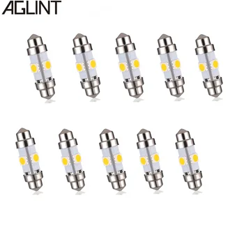 

AGLINT Pack of 10PCS LED Festoon Car Bulbs C5W 36mm 5050 4LED SMD LED light Auto Car bulbs Doom Light White DC 12Volt