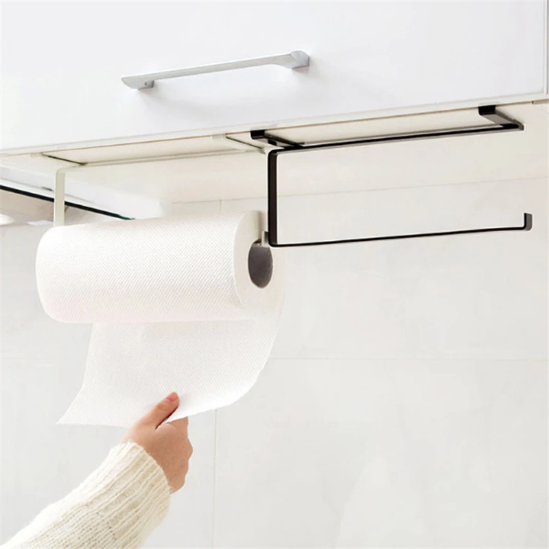 

Metal Cabinet Paper Holder Multifunctional Kitchen Cup Towel Rack Cling Film Shelf Home Storage Rack Bathroom Organization Tool