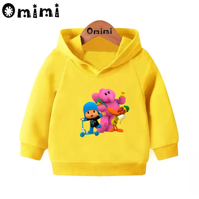 Pocoyo/милые детские свитшоты с героями мультфильмов; детские толстовки с капюшоном; крутой пуловер для малышей; топы для девочек и мальчиков; осенняя одежда; KMT5313