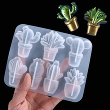 DIY Crystal Epoxy Mold 3D Cactus Keychain Silicone Mould Cute Handmade Craft Pendant Decoration Resin Mold Jewelry Making Tools
