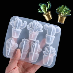 DIY Crystal Epoxy Mold 3D Cactus Keychain Silicone Mould Cute Handmade Craft Pendant Decoration Resin Mold Jewelry Making Tools