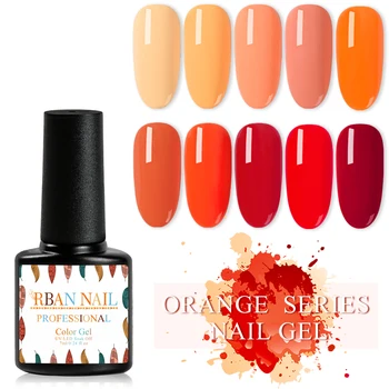 

RBAN NAIL 7ML Orange Pure Color Gel Nail Polish Soak Off Manicure UV Gel Varnish DIY Nail Art Lacquer Decoration For Nails