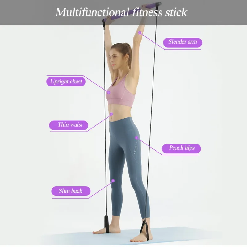 Эластичные ленты с палкой для пилатеса портативная палка фитнеса бодибилдинга