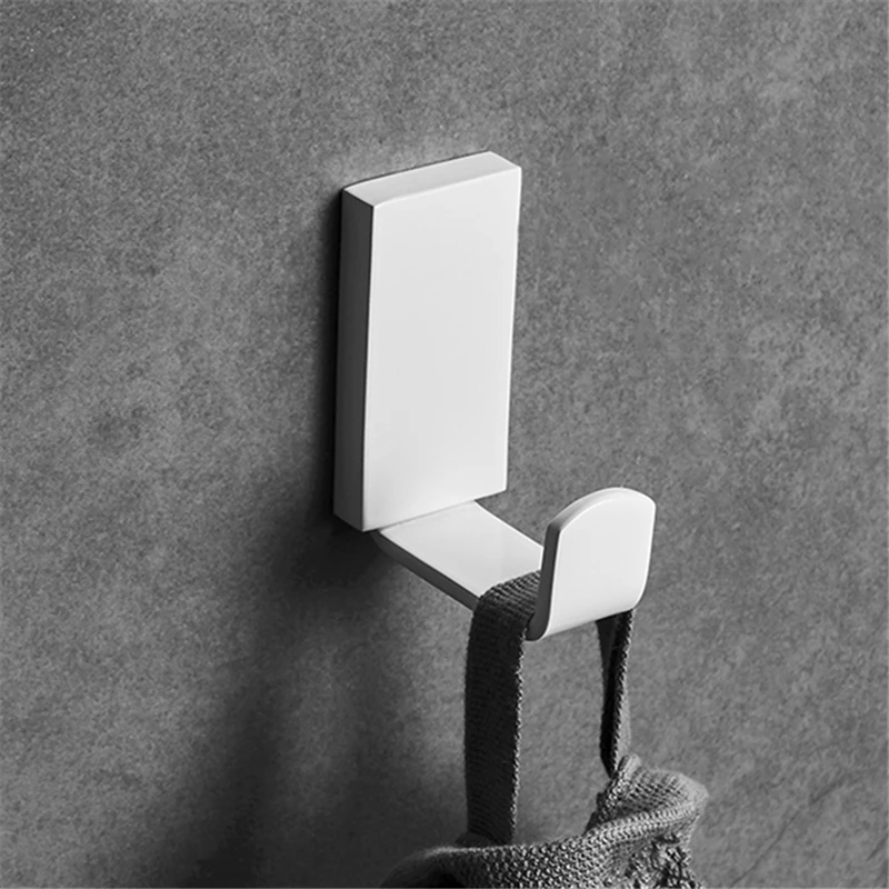 Modern Black Robe Hooks Stainless Steel Towel Robe Coat Cloth Bag Key Holder Hanger Wall Mounted Wall Hook - Цвет: White
