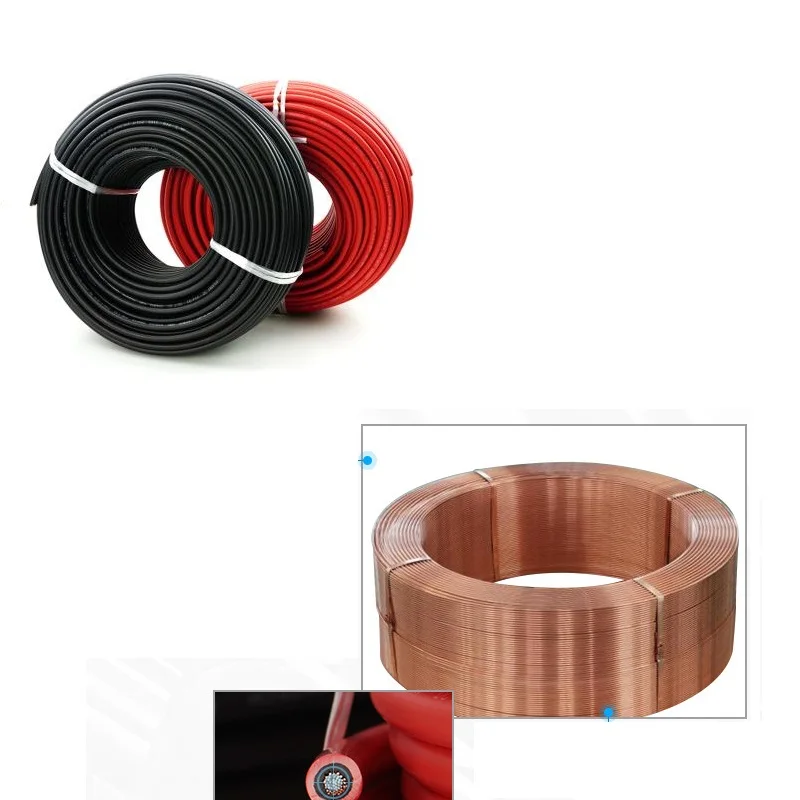 Solar Panel Connector Cable ALLMEJORES Solar PV cable Red blak cable for solar panel system 1500v 4mm2 /6mm2 (12/10AWG )TUV UL approval 10m/Roll