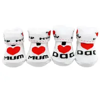 Cute Baby Cotton Socks White I Love Mum/Dad 0-6 Months Newborn Infant Boys Girls Leg Warmers Kids Clothing 2