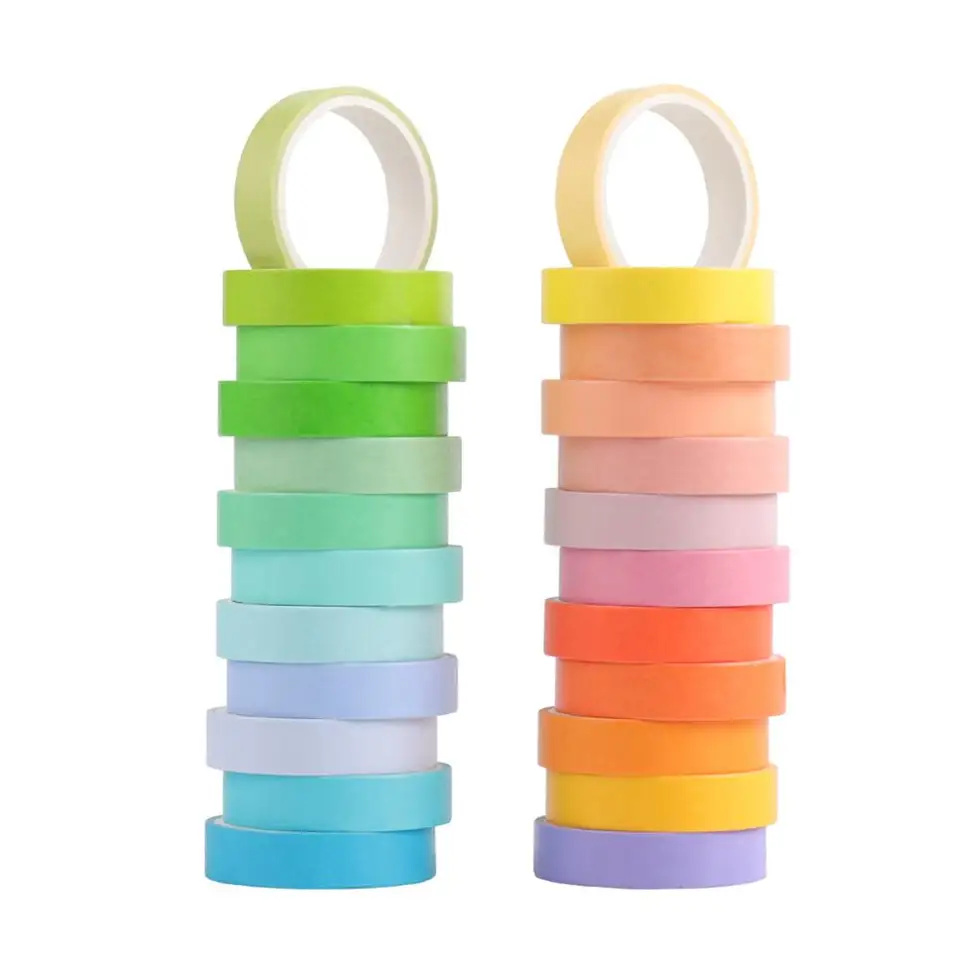 YUBX Maigre Washi Tape Set Arc-en-ciel Masking Tape Ruban Adhesif Decoratif Pour Scrapbooking Artisanat De Bricolage 8MM De Large (Rainbow Small