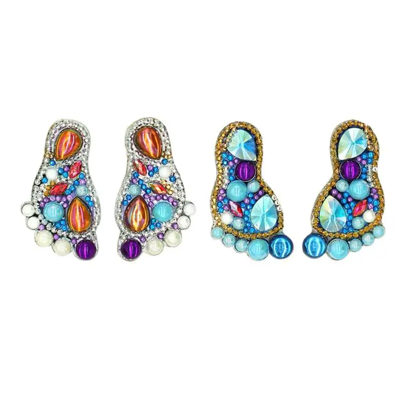 

2/4pcs DIY special-shaped diamond Gifts Diamond Keychain Special Shaped Full Drill Feet Painting Keyring Crafts New Hot