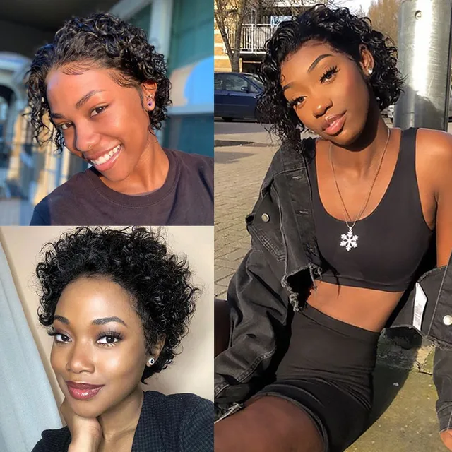 Short Curly Pixie Cut Lace Wig
