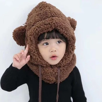 

Baby Kids Winter Hat For Boys Girls Soft Plush Beanie Infant Toddler Kids Children Cute Woolen Neck Ear Warmer Protection Caps