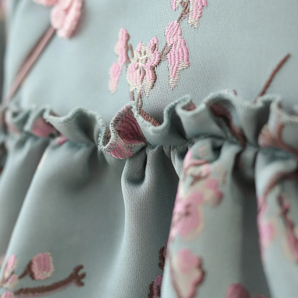 Amya/платье принцессы для маленьких девочек; бархатная зимняя одежда для маленьких девочек с цветочной вышивкой в китайском стиле; рождественские платья для малышей