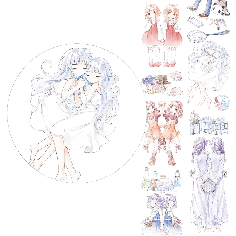 

twins washitape papeleria masking tape girl kawaii stationery cartoon