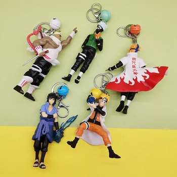 

5Pcs/Set 3D Anime Keychain Keyring Naruto Keychain Figure Kakashi Naruto Doll Car Key Chain Bag Charms Pendant For Cosplay Gift