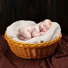 Newborn Baby Photography Wicker Basket Props Round Basket Photo Pose Shooting Supply Photos Studio Basket Small Baby Case