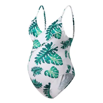 

One Piece Maternity Swimwear Off Shoulder Pregnant Swimsuits Vintage Asymmetric Ruffle Swimsuit Flounce Monokini Bathing Suits