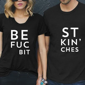 

Women BEST FUCKING BITCHES Letter Print Round Neck Short Sleeves Cute T Shirt Tops Couple's Clothes(S-XXXL)