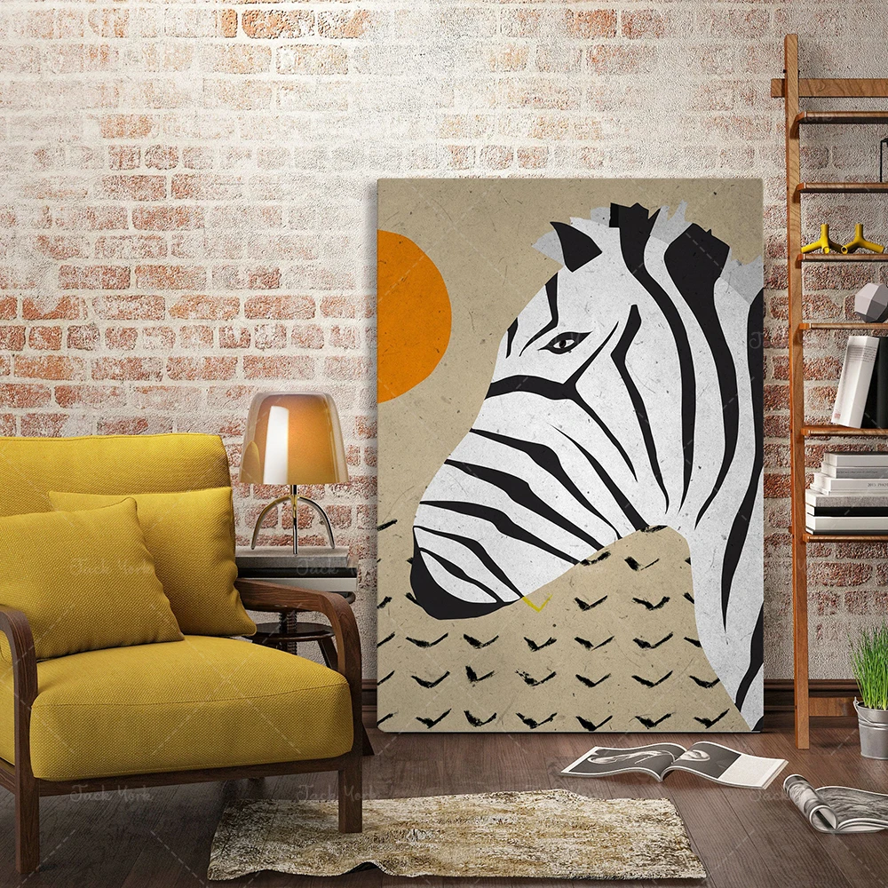 Zebra Illustration,Savannah Wildlife Nature, African American Art, Afro  Contemporary, Tribe Poster,Abstract Family Portrait - AliExpress Home &  Garden