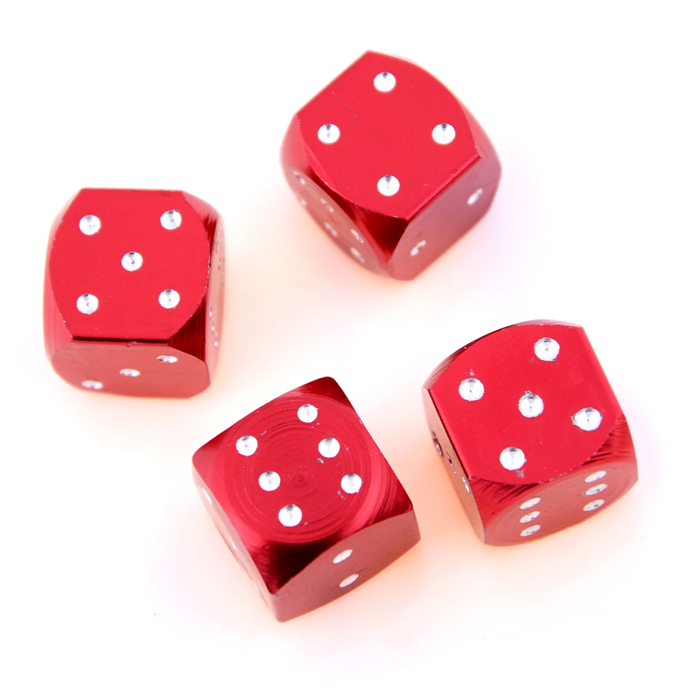 4Pcs/set Red dice Car Truck Bike Dice Tyre Tire Wheel Stem Air Valve Dust Cap Cover | Спорт и развлечения