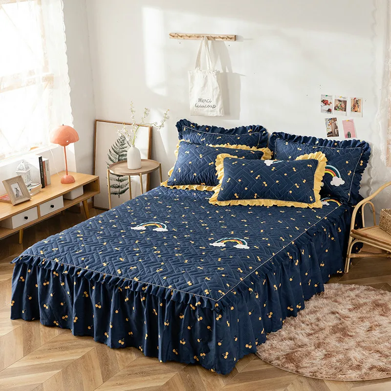 

Quilted Bed Skirt Thickened Non-Slip Bed Cover Dust Cover Lace Bed Sheet Bedspread bedding set home bed set