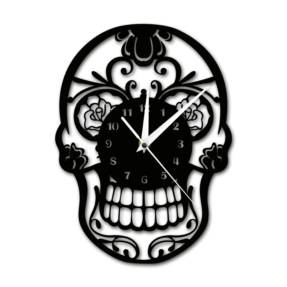 

1Piece The Day of Death Mexican Skull Ornament Quartz Ring Face Vintage Art Home Decor Wall Clock