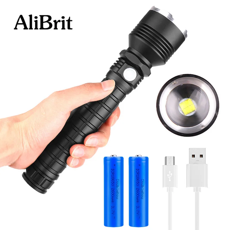 D50 AliBrit XLamp xhp70.2 самый мощный светодиодный фонарик Перезаряжаемый 18650 или 26650 аккумулятор фонарик походный фонарь