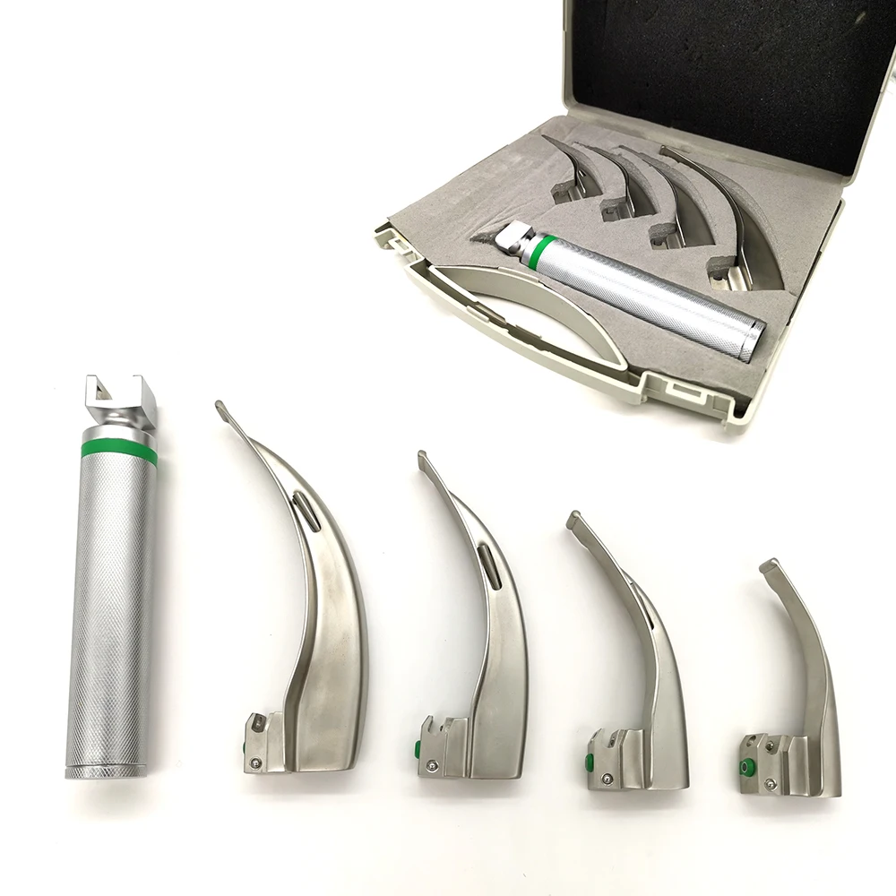 

Factory Direct Laryngoscope Stainless Steel Laryngoscopes 4 blades Fiber Optic Illumination surgical instruments