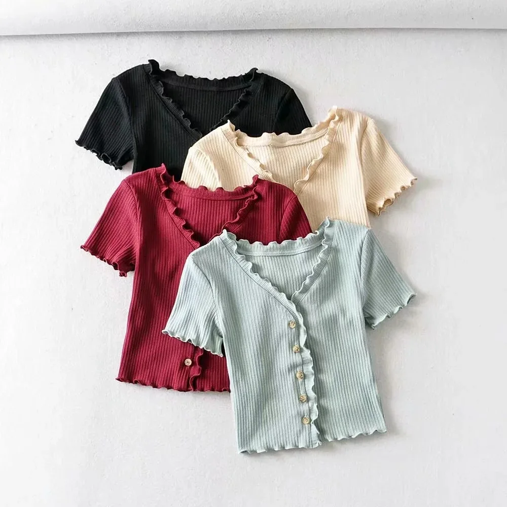 

crop top Knitted Female stringy selvedge V-Neck Vest Women Camisole Basic Bottoming Tops Brandy Melville tops