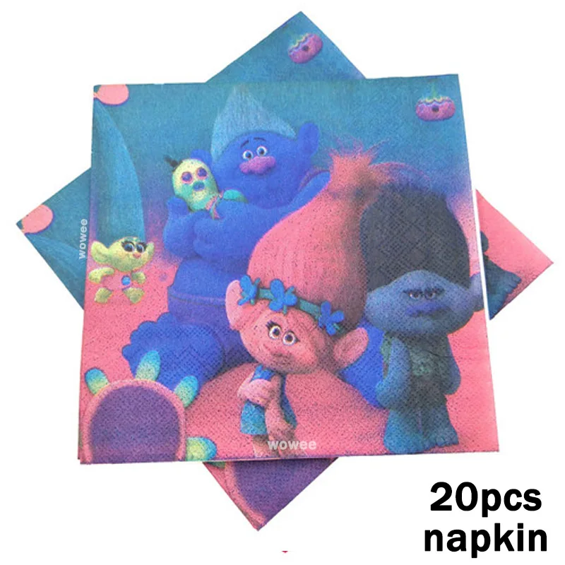 20pc Napkin 108 см* 180 см вечерние принадлежности тролли скатерти сувениры для детей день рождения украшение тематика "Тролли" на день рождения вечерние темы - Цвет: 20pc Napkin
