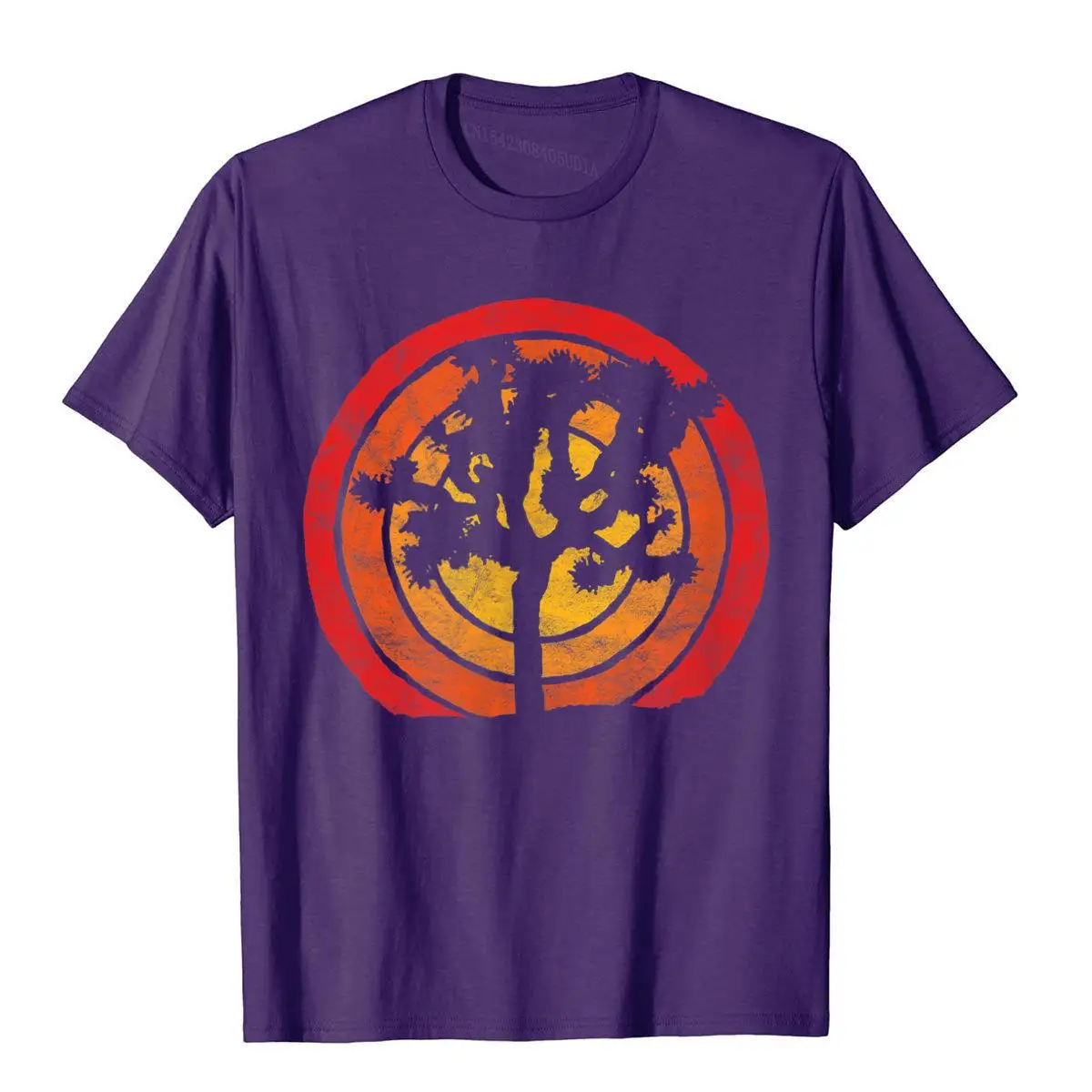Retro Sun Minimalist Joshua Tree Graphic T-Shirt__B7687purple