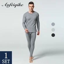 Кальсоны, мужское термобелье, комплекты зимнего нижнего белья с круглым вырезом, простая Теплая мужская одежда, одежда для сна, домашняя одежда, 1 комплект